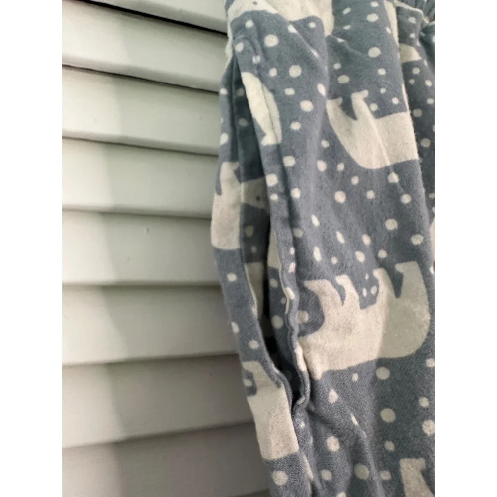 Hanna Andersson Adult Size M Blue White Polar Bear Flannel Pajama Pants Bottoms